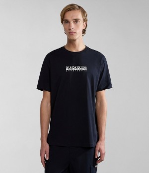 Napapijri Box Short Sleeve T-Shirt T-shirts Heren Zwart | ZFRLAIV-32