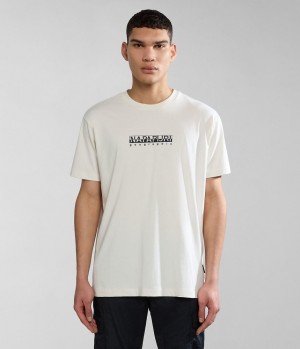 Napapijri Box Short Sleeve T-Shirt T-shirts Heren Wit | NWMSFUH-70