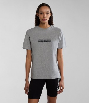 Napapijri Box Short Sleeve T-Shirt T-shirts Dames Grijs | KAEXMVF-93