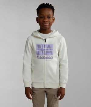 Napapijri Brunt Full-Zip Hoodie (4-16 YEARS) Hoodie Kinderen Wit | QXZDAHL-12