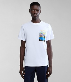 Napapijri Canada Short Sleeve T-shirt T-shirts Heren Wit | LBJNYZK-56