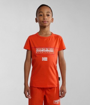 Napapijri Cree Short Sleeve T-Shirt (4-16 YEARS) T-shirts Kinderen Oranje | XKJDLPC-09