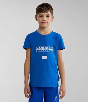 Napapijri Cree Short Sleeve T-Shirt (4-16 YEARS) T-shirts Kinderen Blauw | ONXCVWP-27