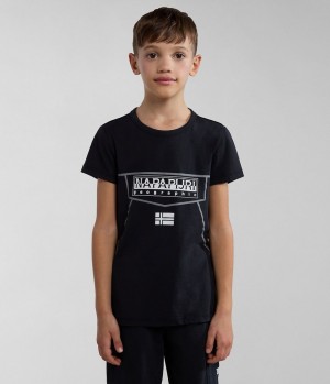 Napapijri Cree Short Sleeve T-Shirt (4-16 YEARS) T-shirts Kinderen Zwart | LEGDOXZ-58