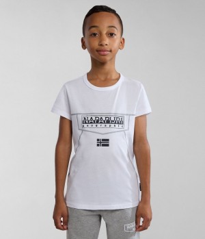 Napapijri Cree Short Sleeve T-Shirt (4-16 YEARS) T-shirts Kinderen Wit | IFMCRZN-08
