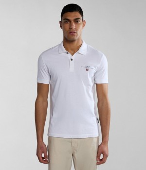 Napapijri Elbas Short Sleeve Jersey Polo Shirt Poloshirt Heren Wit | ZVDSNMF-21