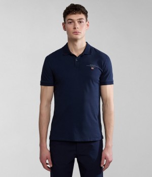 Napapijri Elbas Short Sleeve Jersey Polo Shirt Poloshirt Heren Donkerblauw | EOPHNTL-41