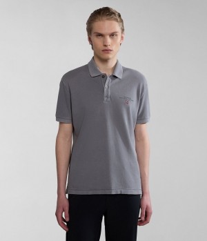 Napapijri Elbas Short Sleeve Pique Polo Shirt Poloshirt Heren Grijs | DBSHZFV-24