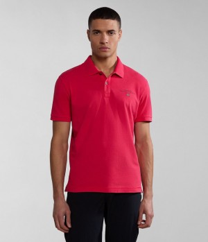 Napapijri Elbas Short Sleeve Pique Polo Shirt Poloshirt Heren Rood | SMVFDKC-63
