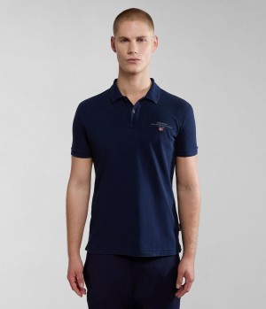 Napapijri Elbas Short Sleeve Pique Polo Shirt Poloshirt Heren Donkerblauw | SCRLTZJ-89
