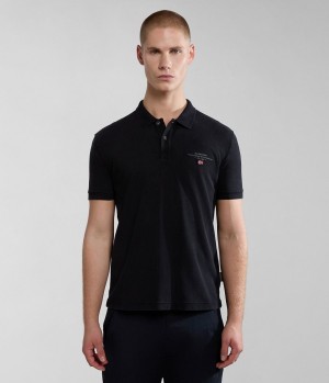 Napapijri Elbas Short Sleeve Pique Polo Shirt Poloshirt Heren Zwart | EACZSVJ-46