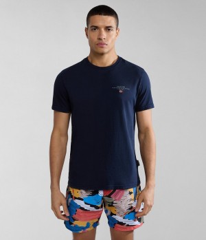 Napapijri Elbas Short Sleeve T-Shirt T-shirts Heren Donkerblauw | QHTOGEW-08