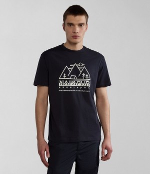 Napapijri Faber Short Sleeve T-Shirt T-shirts Heren Zwart | PJYKZUF-17