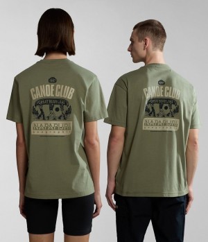 Napapijri Gouin Short Sleeve T-Shirt T-shirts Dames Groen | JLTQWOX-34