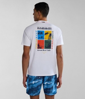 Napapijri Gras Short Sleeve T-Shirt T-shirts Heren Wit | BHUSKPW-97