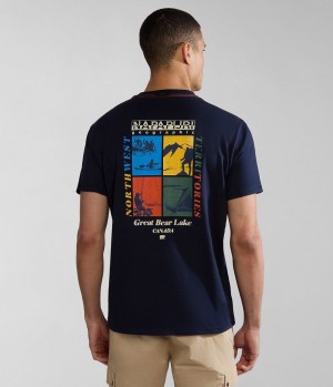 Napapijri Gras Short Sleeve T-Shirt T-shirts Heren Donkerblauw | UZYWSET-85