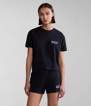 Napapijri Iaato Short Sleeve T-Shirt T-shirts Dames Zwart | VWOJGMY-30