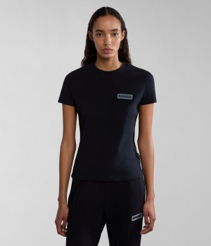 Napapijri Iaato Short Sleeve T-Shirt T-shirts Dames Zwart | YDIKVNT-90