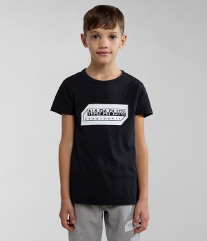 Napapijri Kitik Short Sleeve T-Shirt (4-16 YEARS) T-shirts Kinderen Zwart | BOLSRTM-85