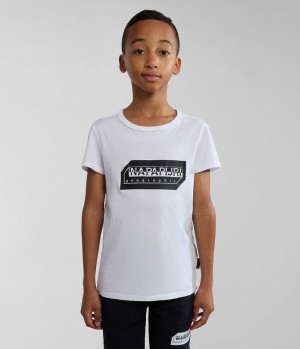 Napapijri Kitik Short Sleeve T-Shirt (4-16 YEARS) T-shirts Kinderen Wit | FMBORCI-29