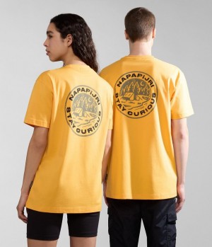 Napapijri Kotcho Short Sleeve T-Shirt T-shirts Dames Geel | WOHYSJC-23