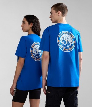 Napapijri Kotcho Short Sleeve T-Shirt T-shirts Dames Blauw | SYFPGNO-91