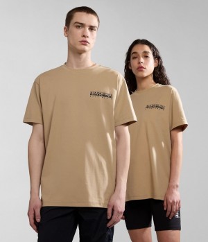 Napapijri Kotcho Short Sleeve T-Shirt T-shirts Dames Beige | FNEPUIA-87