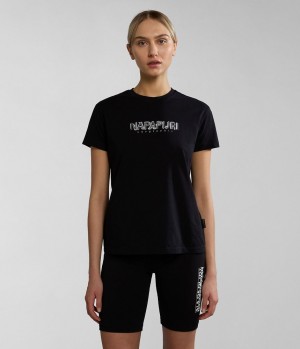 Napapijri Kreis Short Sleeve T-Shirt T-shirts Dames Zwart | NBCYOAJ-78