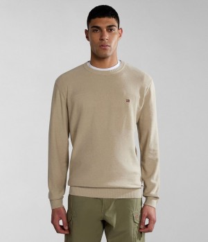 Napapijri Linen Jumper Jumpers Heren Beige | OHVYPFX-72