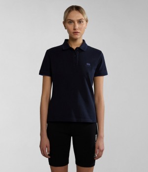 Napapijri Nina Short Sleeve Polo Shirt Poloshirt Dames Donkerblauw | QAWJXBM-48
