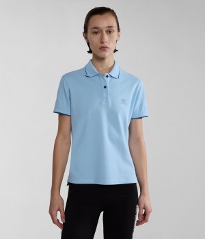 Napapijri Nina Short Sleeve Polo Shirt Poloshirt Dames Lichtblauw | JSHPAQR-56