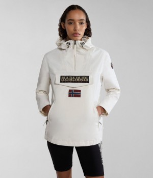 Napapijri Rainforest Pocket Summer Anorak Jacket Windjak Dames Wit | QWEUGIY-29