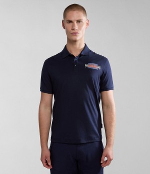Napapijri Smallwood Short Sleeve Polo Shirt Poloshirt Heren Donkerblauw | BFLANCE-20