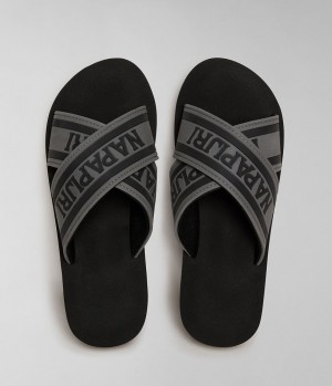 Napapijri Stick Sliders Badslippers Dames Zwart | BWYCUNK-92