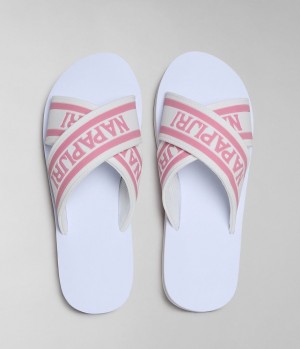 Napapijri Stick Sliders Badslippers Dames Wit | SRMQNXV-93