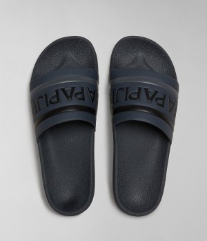 Napapijri Stream Sliders Badslippers Heren Zwart | TYJWEAB-58