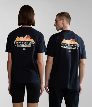 Napapijri Tahi Short Sleeve T-Shirt T-shirts Dames Zwart | HACQDNI-48