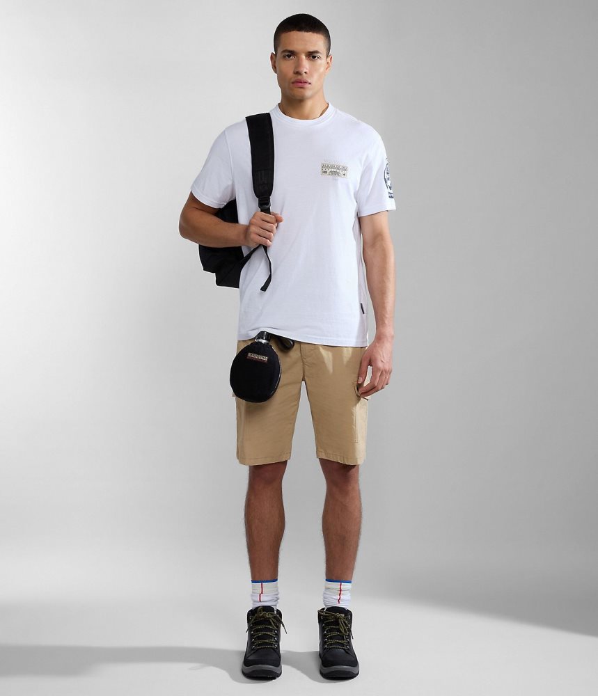 Napapijri Amundsen Short Sleeve T-Shirt T-shirts Heren Wit | NGLHIKF-09