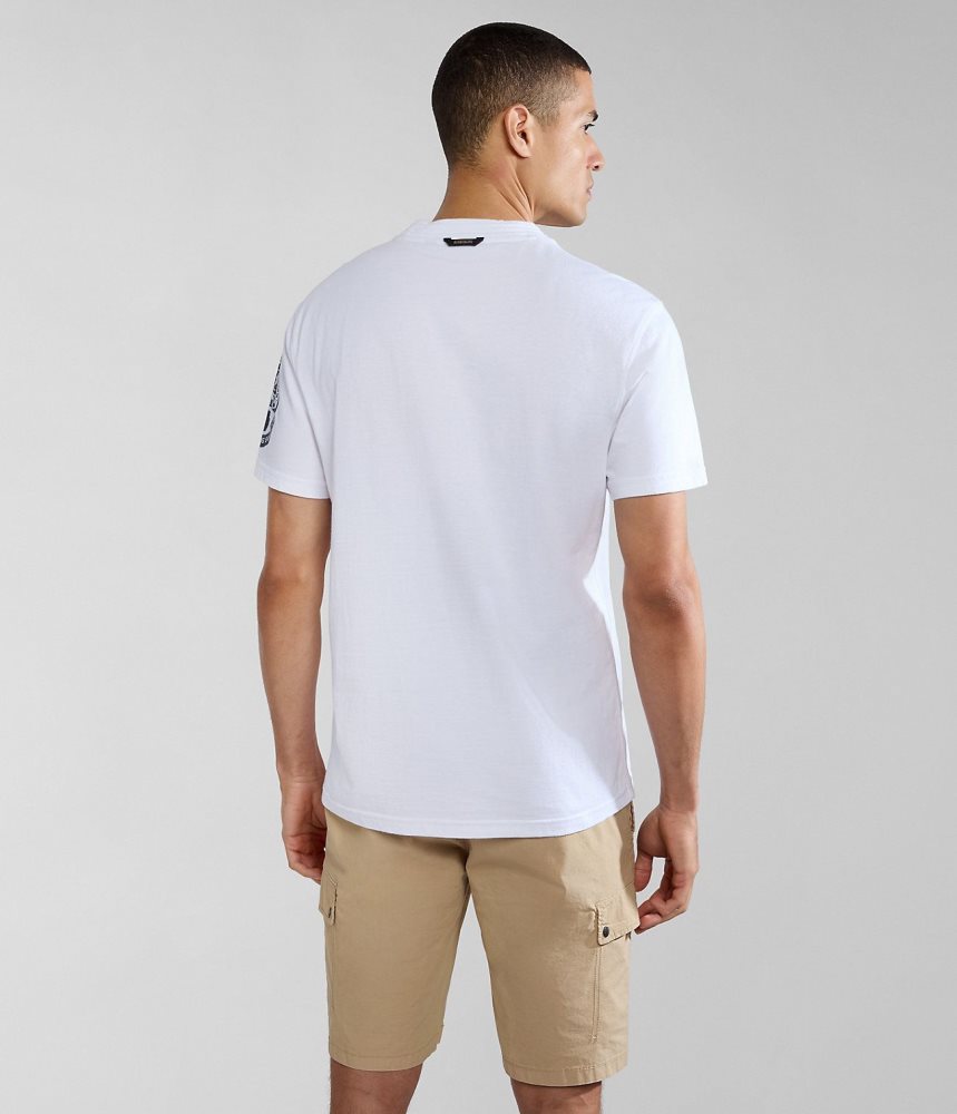 Napapijri Amundsen Short Sleeve T-Shirt T-shirts Heren Wit | NGLHIKF-09