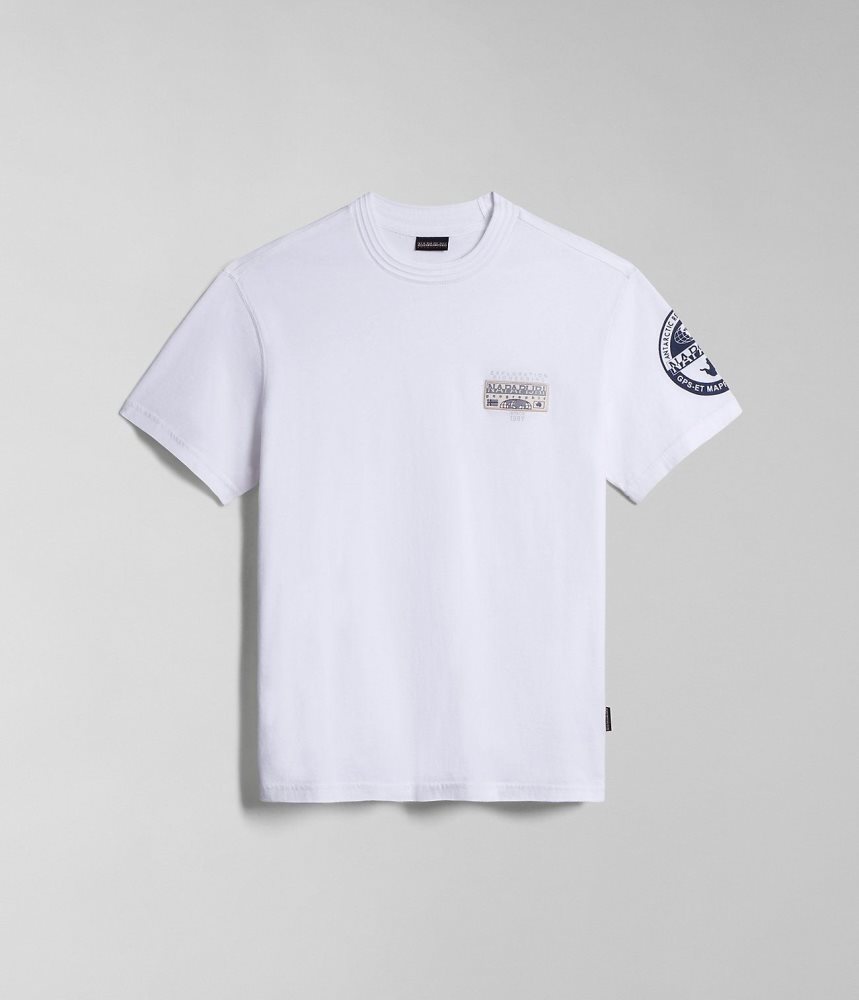 Napapijri Amundsen Short Sleeve T-Shirt T-shirts Heren Wit | NGLHIKF-09
