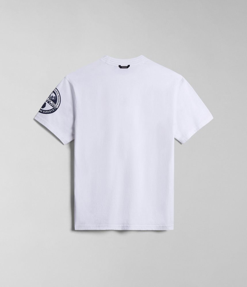 Napapijri Amundsen Short Sleeve T-Shirt T-shirts Heren Wit | NGLHIKF-09