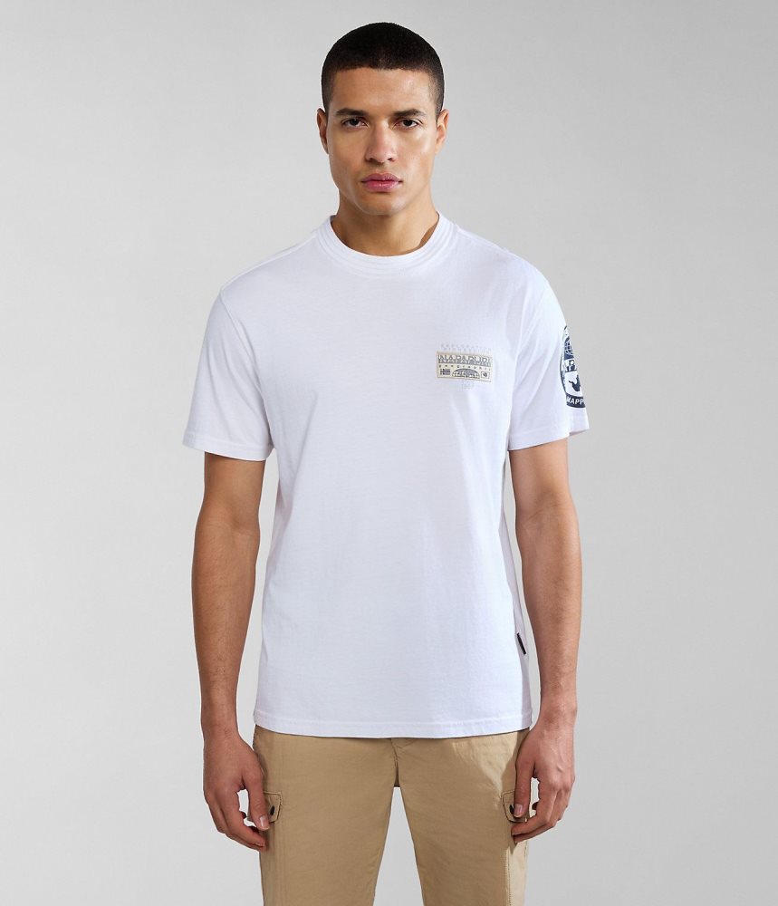 Napapijri Amundsen Short Sleeve T-Shirt T-shirts Heren Wit | NGLHIKF-09