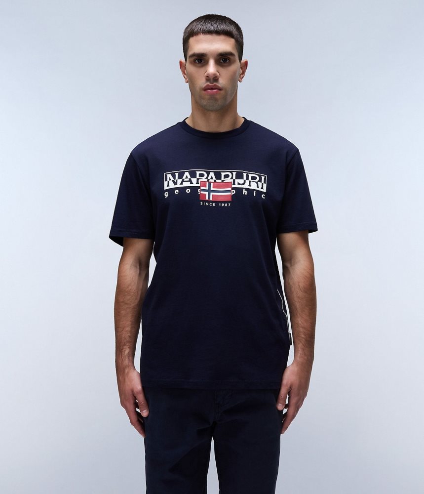Napapijri Aylmer Short Sleeve T-Shirt T-shirts Heren Donkerblauw | FNSZEBO-24
