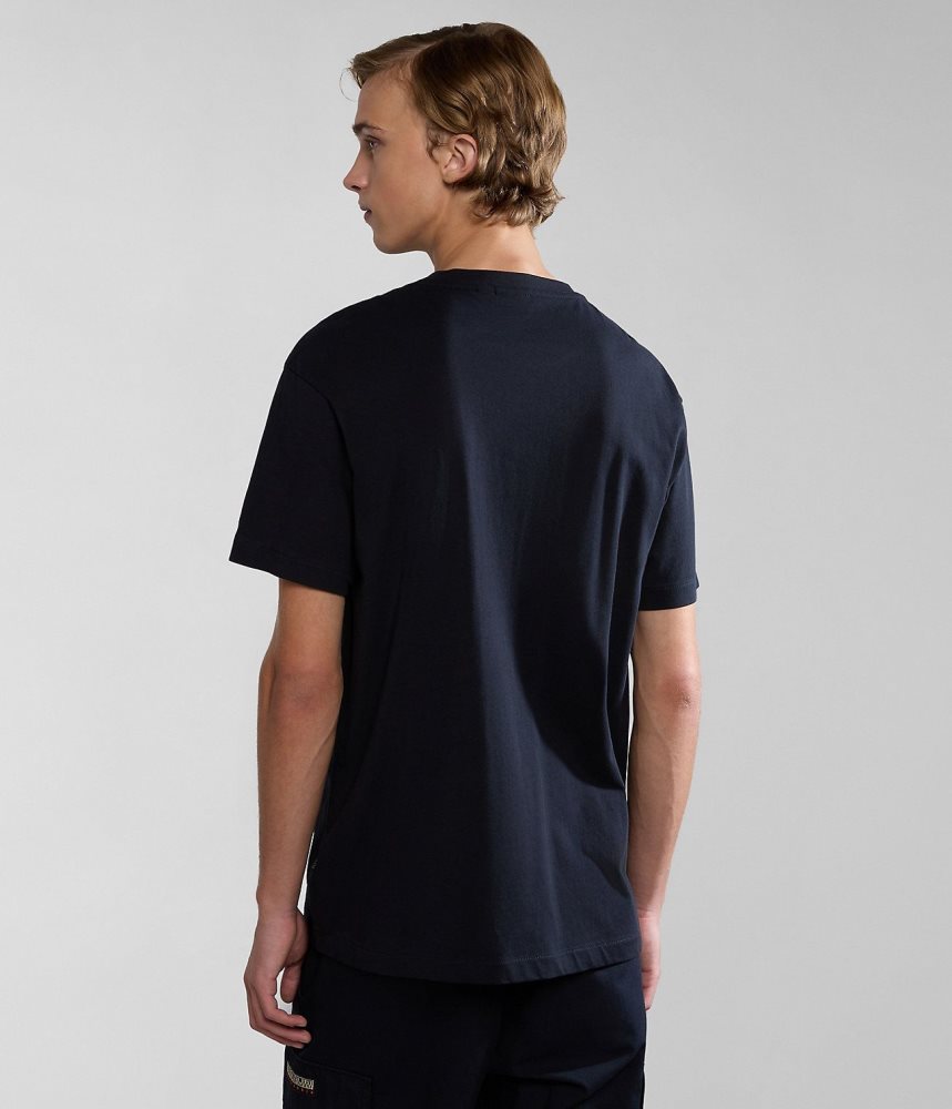 Napapijri Box Short Sleeve T-Shirt T-shirts Heren Zwart | ZFRLAIV-32