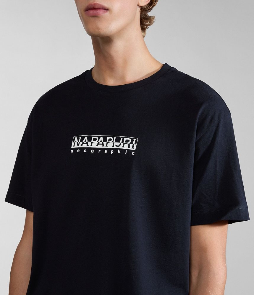 Napapijri Box Short Sleeve T-Shirt T-shirts Heren Zwart | ZFRLAIV-32