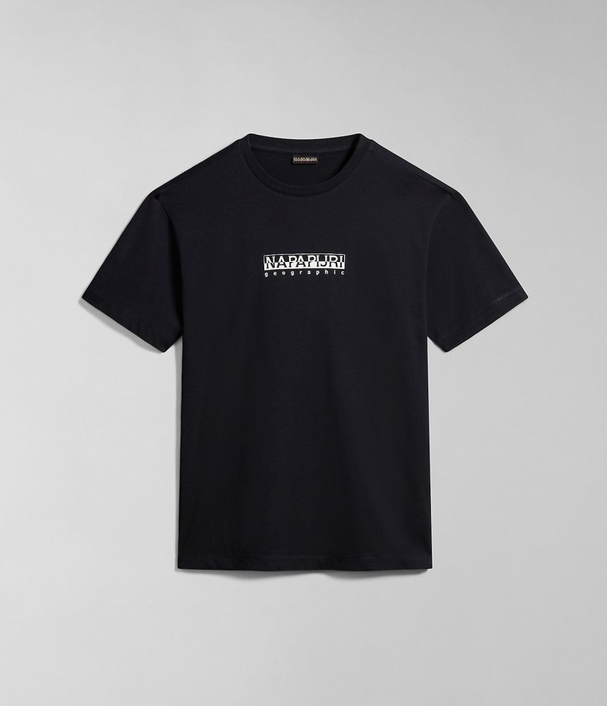 Napapijri Box Short Sleeve T-Shirt T-shirts Heren Zwart | ZFRLAIV-32