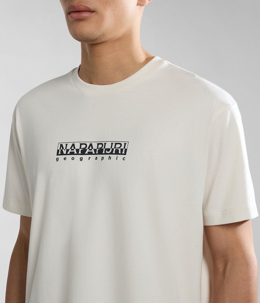 Napapijri Box Short Sleeve T-Shirt T-shirts Heren Wit | NWMSFUH-70