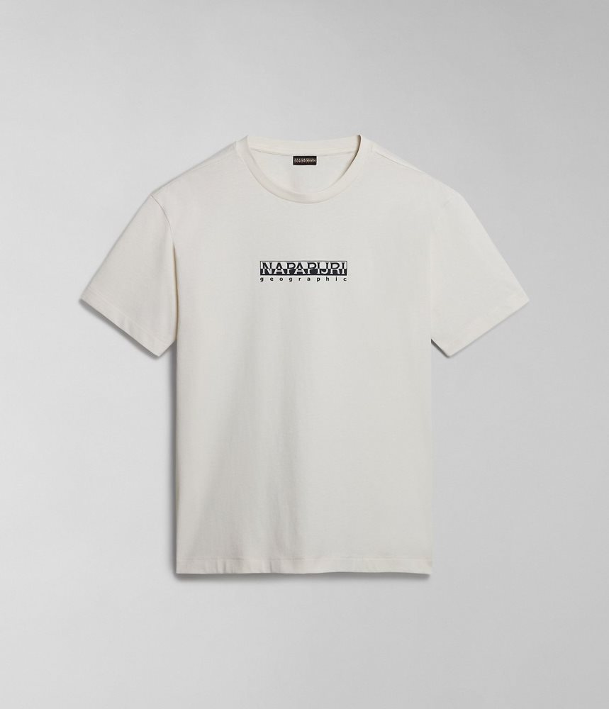 Napapijri Box Short Sleeve T-Shirt T-shirts Heren Wit | NWMSFUH-70