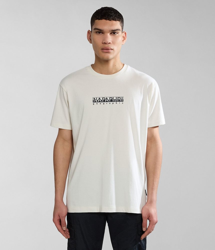 Napapijri Box Short Sleeve T-Shirt T-shirts Heren Wit | NWMSFUH-70