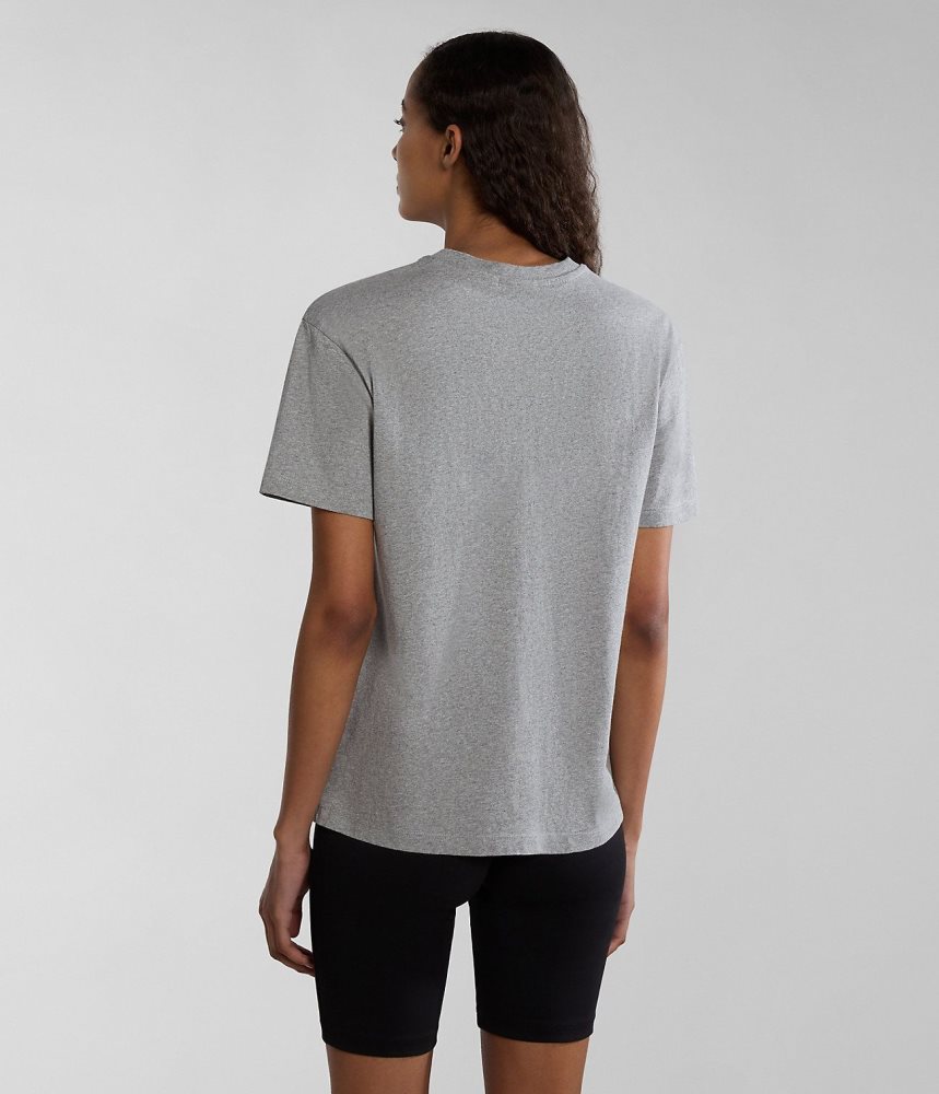 Napapijri Box Short Sleeve T-Shirt T-shirts Dames Grijs | KAEXMVF-93